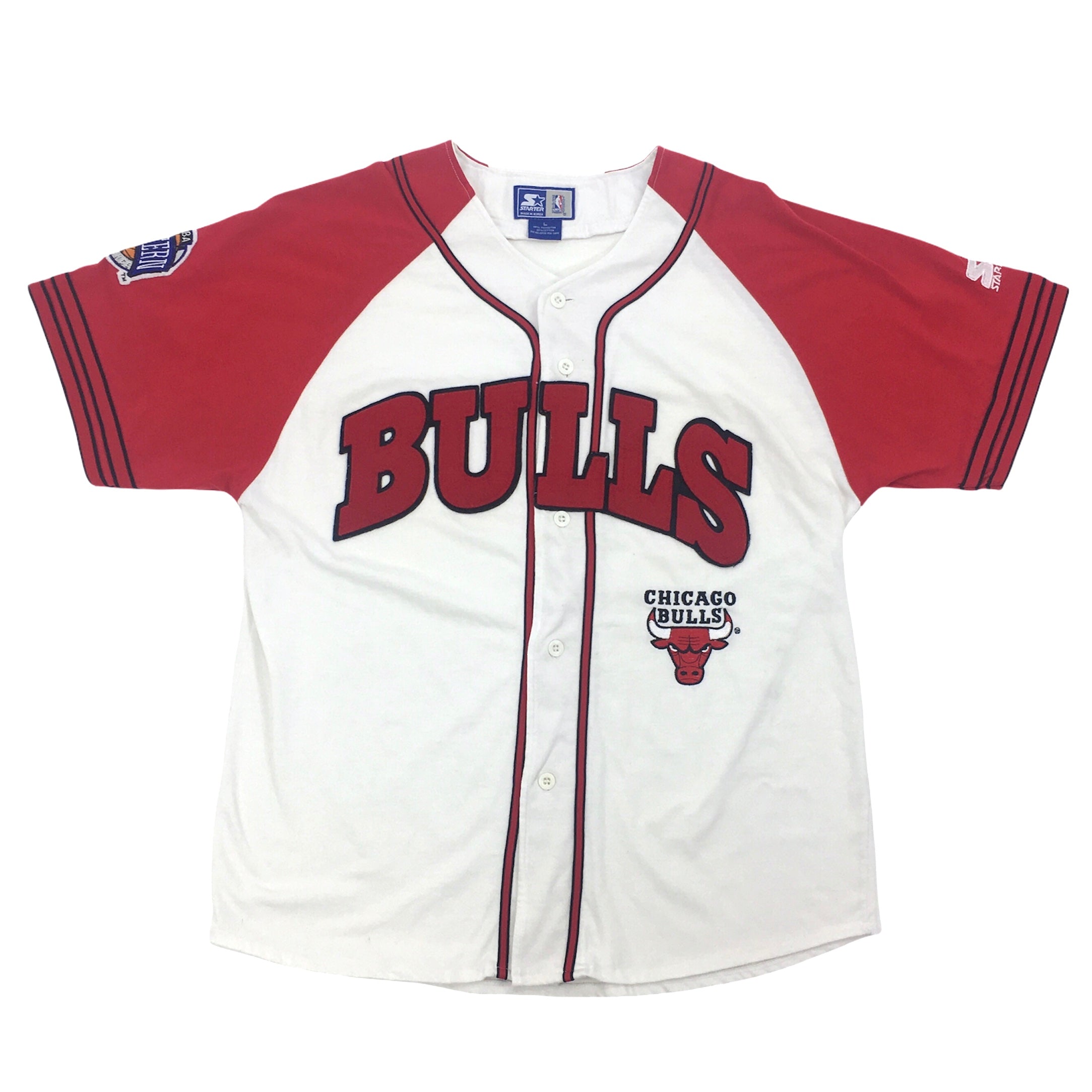 Men's Chicago Bulls Starter White Scout Baseball Fashion Jersey