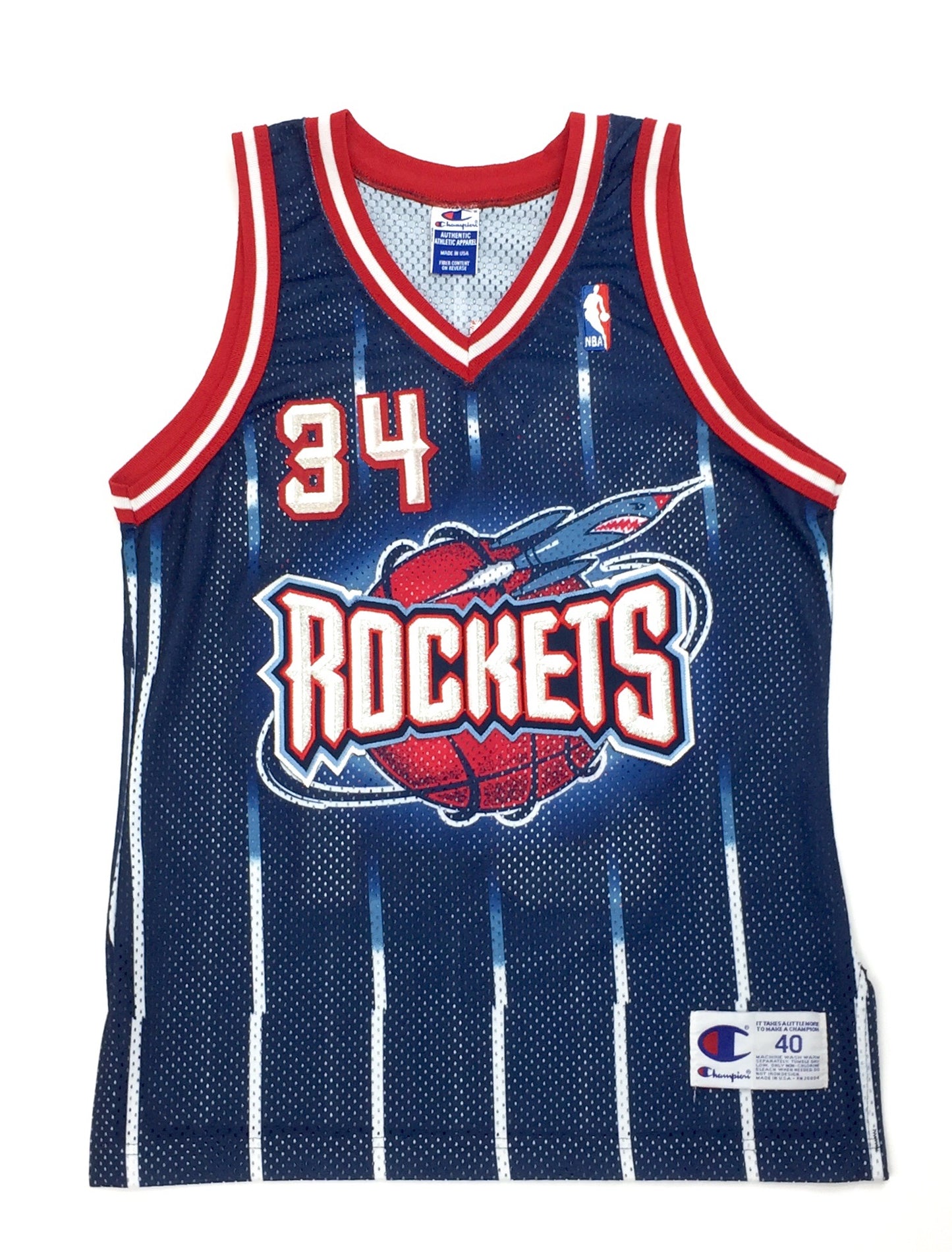 0288 Champion Vintage Houston Rockets Olajawon Jersey