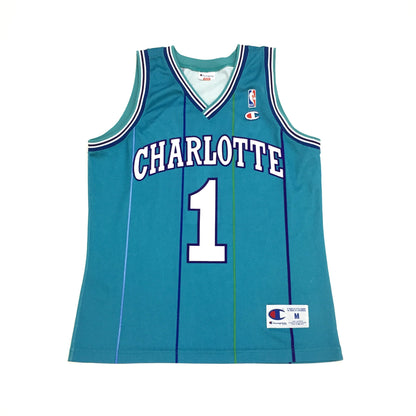 0233 Champion Vintage Charlotte Hornets Bogues Basketball Jersey